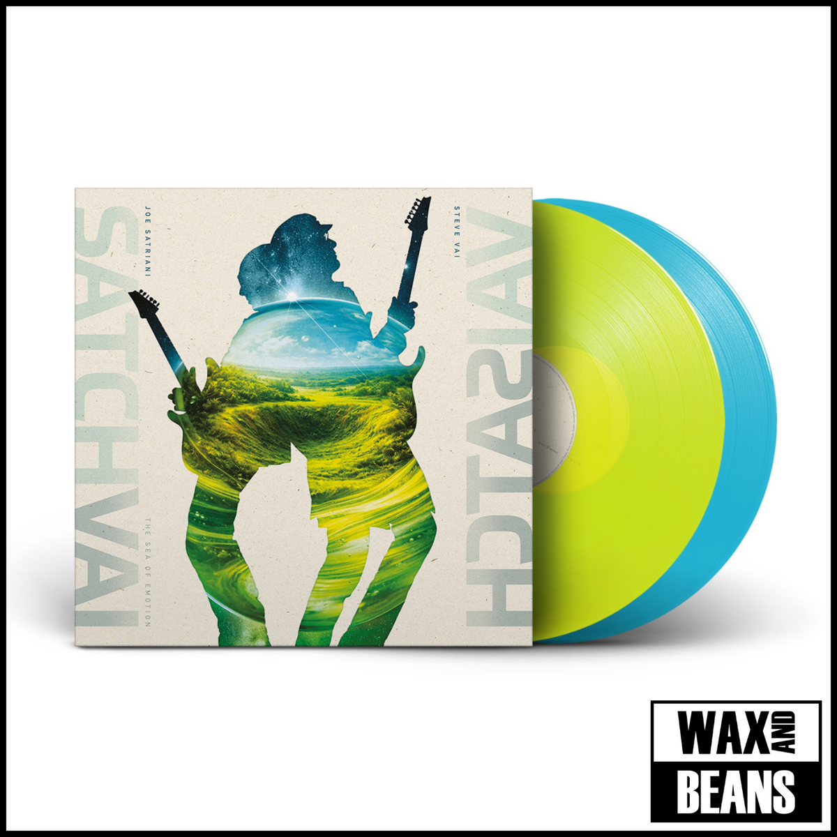 Joe Satriani & Steve Vai - The Sea Of Emotion (Indies 2LP Neon Yellow & Translucent Turquoise Vinyl)