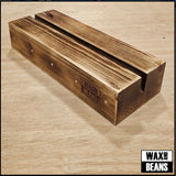 Wax and Beans Exclusive Now Spinning Block (Solid Wood Record Display Stand with Magnets) - Distressed Oak