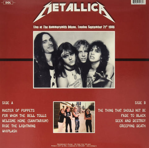 Metallica - Live At The Hammersmith Odeon, London September 21st 1986 (Red Vinyl)